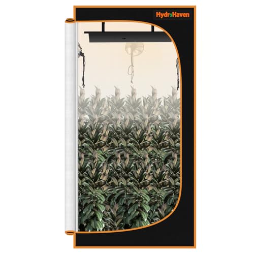 HydroHaven 2x2 Grow Tent Kit (24x24x55) - Heavy-Duty 600D Diamond Mylar Canvas Lining 98% Reflective Viewing Window & Removable Floor Tray for Hydroponics Indoor Growing