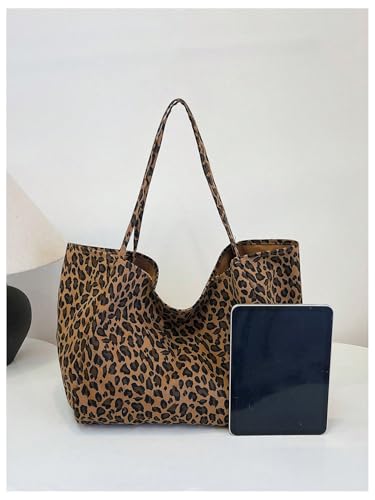 Image of MakeMeChic Women's Leopard Tote Bag Cheetah Oversize Shoulder Bag Weekender Bag