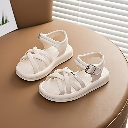 Girls' Sandals Girls Crossed Toddler Beach Sandals Summer Children Baby Boys Shoes Strap Girl's Shoes (Beige, 12 Little Kids)3