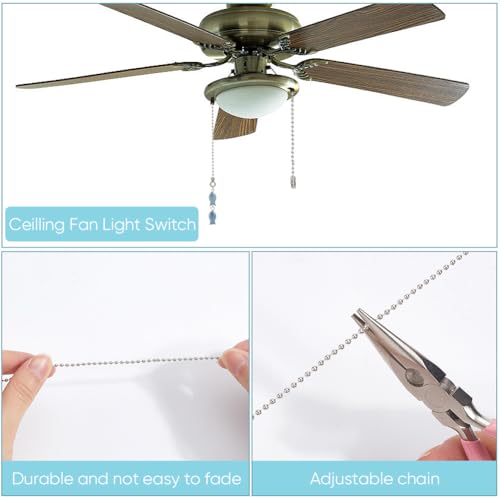 Image of CRASPIRE 10Pcs Fish Fan Pull Chain Frosted Electroplate Glass Fishes Beads Ocean Sea Animal Pendant Charm Hanging Ceiling Fan Ball Chain Dangler Extender Ornament for Ceiling Fan Light Lamp Decor