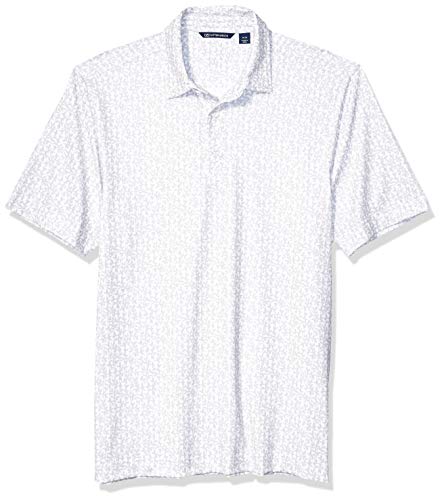 Cutter & Buck Men's Short Sleeve 3 Button Pike Vertical Vine Print Polo, Polished, XXXL
