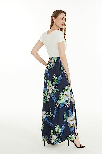 Lady High Slit Wide Leg Pants in Pineapple Garden2