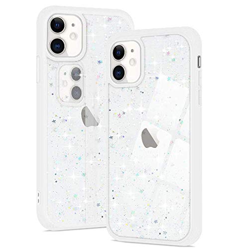 LLZ.COQUE Coque pour iPhone 11 Paillettes Cristal Coque Transparente Solide Antichoc Mince Fille Femme Housse Étui Compatible avec iPhone 11 Blanc Cover