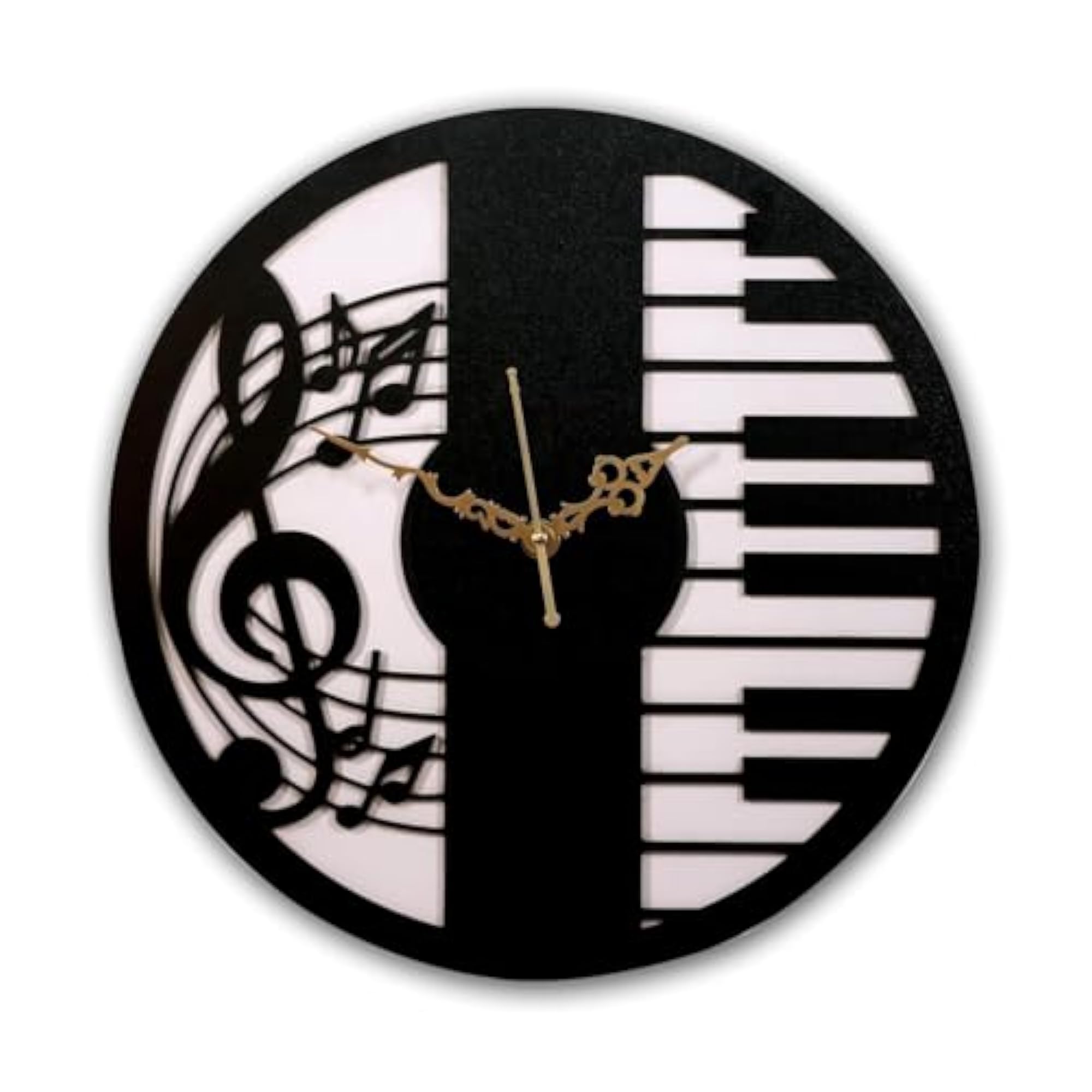 Musical Wall Clock with Piano and Music Notes Design, Decorative