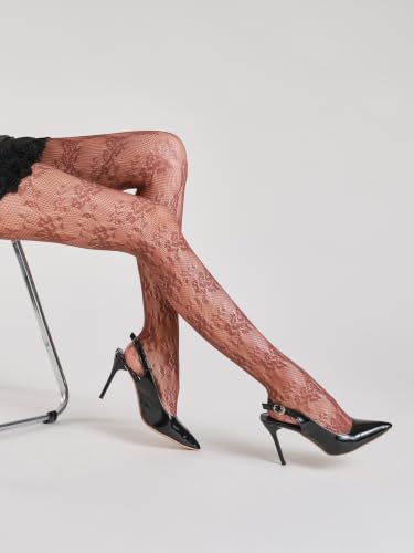 Image of TBFT Guling one pair sexy black or hot pink stockings pantyhose fishnet tights lace leggings for women Christmas rose pattern