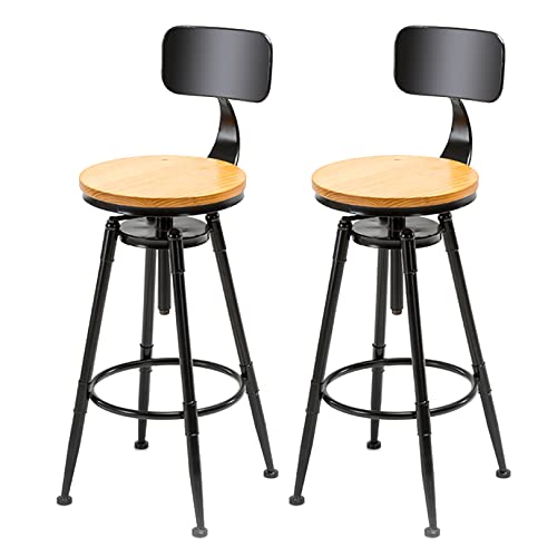 Tabourets de bar réglables avec assise pivotante rétro noir