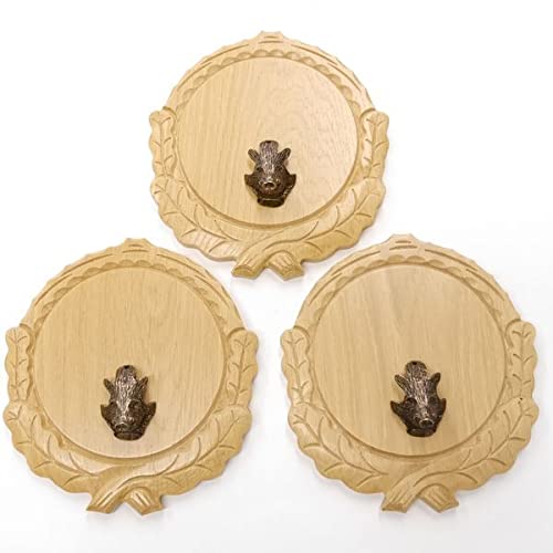 GTK Oferta 3 placas de cuña talladas de roble claro AF 16 cm con 3 cabezas de cuñas, portada grande, tabla de cuñas, cartel para trofeos