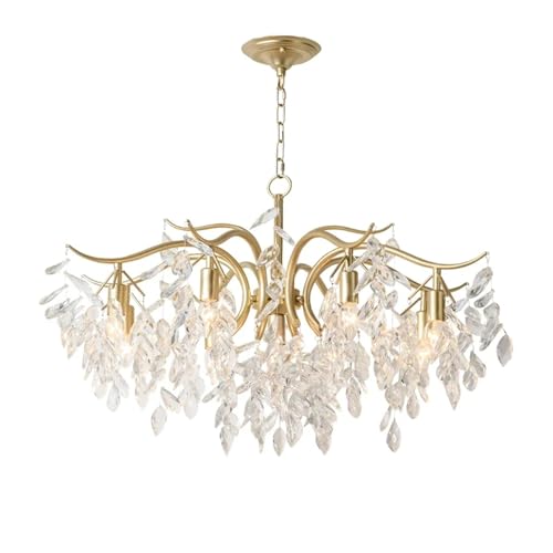 Lustre de cristal de luxo Led Lustre de folhas de vime Sala de jantar Sala de estar Persianas Quarto