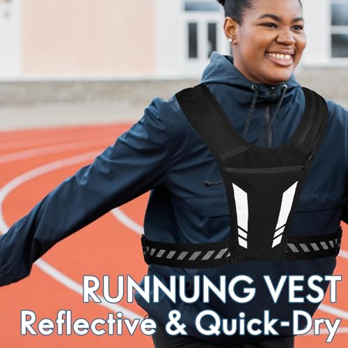 Pumwoy Ultralight Ventilative Running Vest for Women Men,Reflective Running Vest for Hiking Cycling Trail,Adjustable Waist