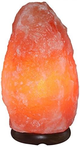 Natural Himalayan Pink Salt Lamp. Hand Carved with Elegant Wood Base. Includes Bulb and Cord, 7 to 9 Inches, 8 to 10 Pounds