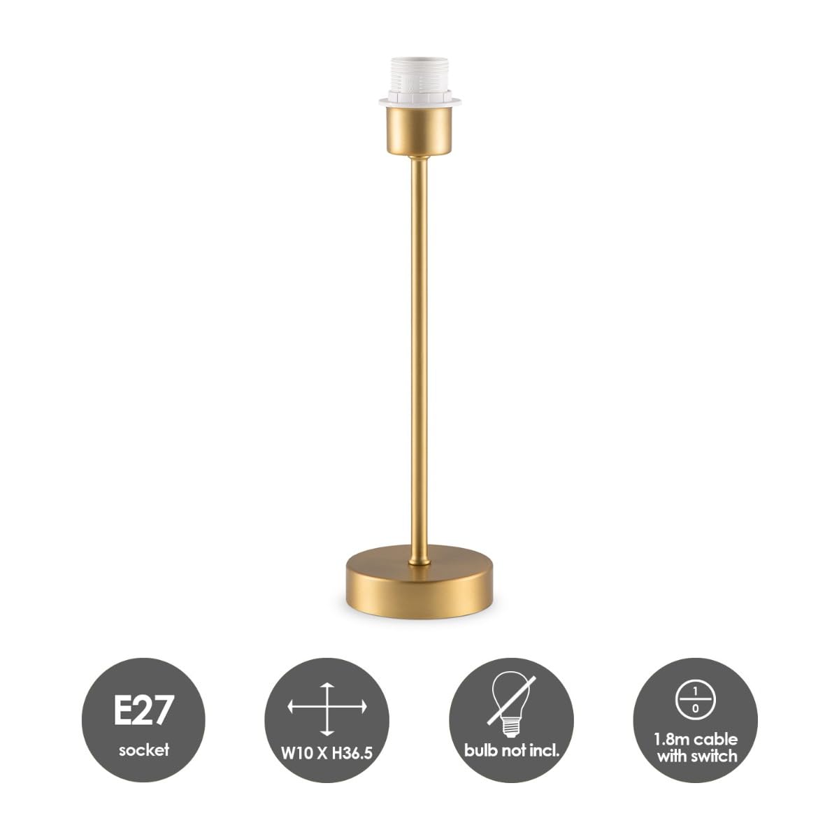 Home Sweet Home Pied de lampe de table classique Simple pour abat-jour | luminaire | 10/10/36,5 cm | Laiton | pied de lampe de table en métal | E27 | pour abat-jour | luminaire max.35cm
