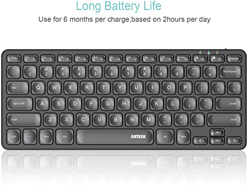 Arteck 2.4G Wireless Keyboard Ultra Slim And Compact Wireless Keyboard With Media Hotkeys For Computer/Desktop/Pc/Laptop/Surface/Smart Tv And Windows 10/8/ 7 Built-In Rechargeable Battery #TOP3