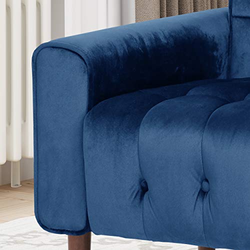 Christopher Knight Home Betsy Velvet Armchair, Modern Glam, Button-Tufted, Waffle Stitching, Navy Blue #TOP1