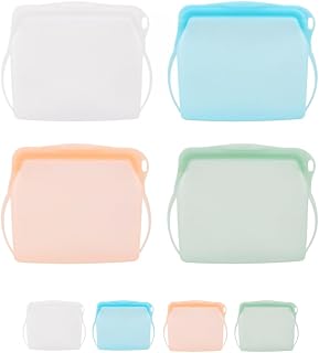 Reusable Silicone Food Storage Bags, leak-proof sealing, moisture-proof & High-Temperature Resistant Freezable, easy to clean, Multiple color schemes, classified for use (4 pcs, 1000ml)
