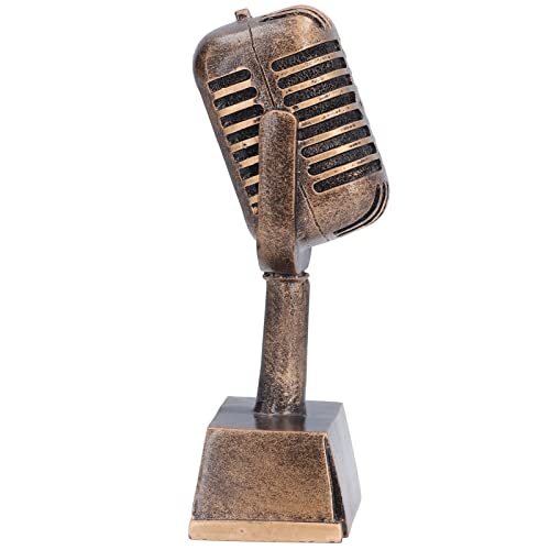 Prêmio Troféu Ornamento Resina Artesanato Microfone Troféu Decoração Sintética Desktop Decoração Mús