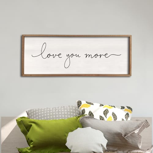 comurdyo Minimalist Love Quotes Love You More Wall Decor 3212 Small Modern Above Over Bed Bedroom Romantic for Rustic Couples Framed Wood Sign Horizontal Hanging Wall Art Decor (Wood)