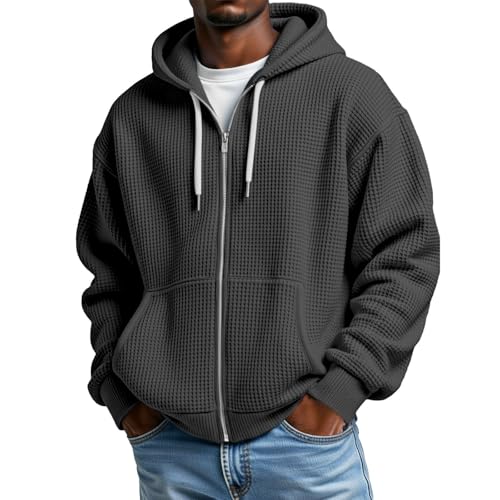 Sweat à capuche zippé homme en polaire veste ample chaude