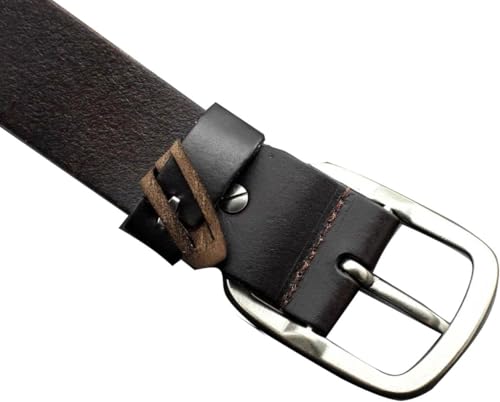 Pin Buckle Rocker Punk Biker Belt – Real Genuine Leather with Metal Sequin Detail4