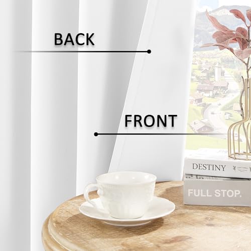 Image of HUTO Half Blackout Bedroom Window Curtains Drapes - Antique Copper Thermal Insulated Privacy Protect Curtains Drpaeries for Living Room, 2 Panels, 52 x 120 Inch, White