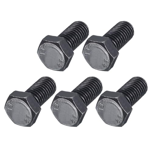 Image of METALLIXITY Hex Bolts (M12-1.75x25mm) 5Pcs, 8.8 Grade Carbon Steel Fully Threaded Black Oxide, Coarse Thread UNC Hex Head Screw Bolt - for Furniture Repair
