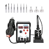 CREWORKS 2 in 1 SMD Soldering Iron & Hot Air Rework Station with LED Display, 898D Soldering Kit with Heat Gun, Digital Electronic Repair Tool with 11pcs Soldering Tips