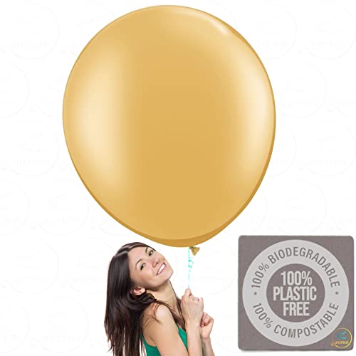 Afterloon Biodegradable Pear Shaped Giant Balloons Gold 36 Inch 12 Pack, Large Thickened Extra Strong Latex Jumbo Big Helium Float, For Baby Shower Gender Reveal Wedding Birthday Party Decorations #TOP11