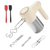 7-Speed Cordless Hand Mixer for Baking - Electric Handheld Mixer with 6 Stainless Steel Attachments, Turbo Boost, Digital Display, Lightweight Cake Mixer for Eggs, Cream, Cookie Dough (Yellow)