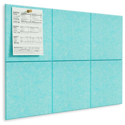 Image of MaxGear Felt Bulletin Board 36 inch x 24 inch, Aqua Blue Felt Wall Tiles Push Pins