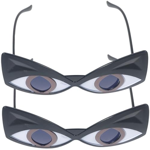 CONGARTENO 2Pairs Funny Cat Eye Sunglasses Irregular Oversized Chic Glasses for Costume Parties Ergonomic Design for Comfortable Wear present for