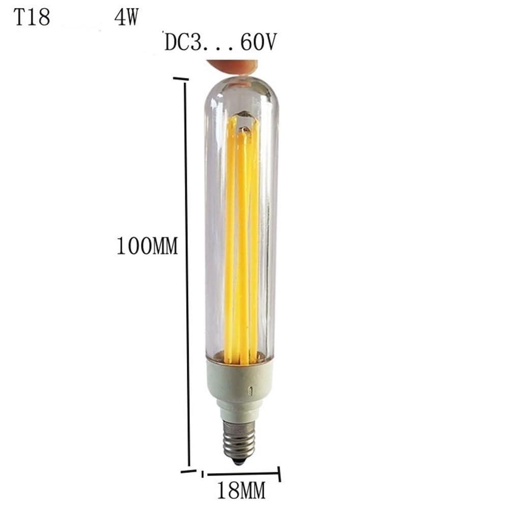 Lanshui - Lámpara de filamento LED E14/E12/B15D DC12V 4W T18, 20 unidades