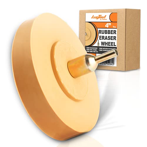 AugTouf Car Decal Remover Eraser Wheel, 4” Rubber Wheel Sticker Remover, Adhesive Pinstripe Removal Tool, Vinyl Decal Remover With Drill Adaptor Kit for Cars, Rvs, Boats