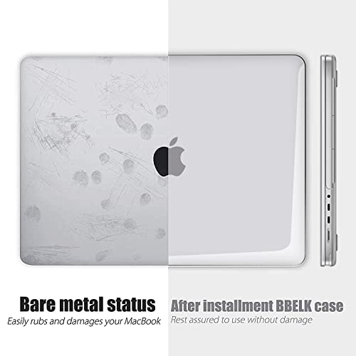 B Belk Compatible With Macbook Pro 14 Inch Case 2023 2022 2021 Release M2 A2779 A2442 M1 Pro/Max Chip With Touch Id, Clear Plastic Hard Shell Case With Keyboard Cover + Screen Protector, Transparent #TOP1