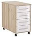 Produktbild MAJA Möbel System Anstell-Rollcontainer, Holzwerkstoff melaminharzbeschichtet, Edelbuche-weiß Hochglanz, 43 x 75 x 80 cm