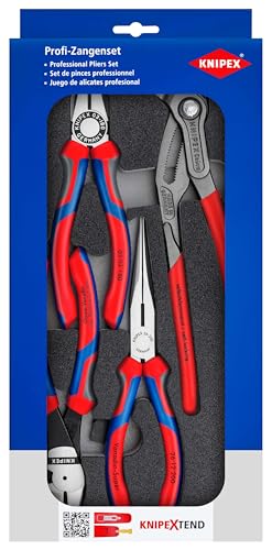 KNIPEX Zangen-Set, 4-teilig, in Schaumstoffeinlage für Werkbank/Werkstattwagen, 335 x 33 x 165 mm, Zangenset, Werkzeugset, 00 20 01 V15