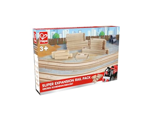 hape 24 pcs wooden railway super expansion rail pack compatible with other wooden tracks