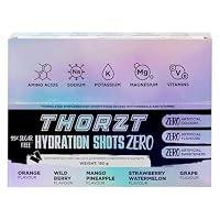 Thorzt Sugar Free Hydration Shot Zero Natural - Pack of 50 Sachets - Electrolyte (MIXED FLAVOURS) - Mango Pineapple - Grape - Orange - Strawberry Watermelon - Wild Berry