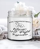 U.S. Postal Inspector Candle Never Underestimate A Woman Who is Also A U.S. Postal Inspector 9oz Vanilla Scented Candles Soy Wax