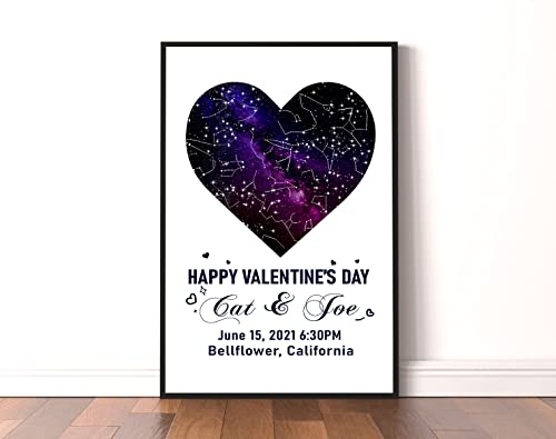 Piratify Personalized Star Map Print Poster, Custom Star Map, Minimal Star Chart, Night Sky Canvas Valentine'S Christmas Wedding Gift, Star Maps Gift For Couple, Boyfriends thumb #2