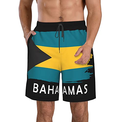 Bahamas Flag Men's Swim Trunks Quick Dry with Mesh Lining Beach Shorts Bathing Suit Swimwear Xx-Large