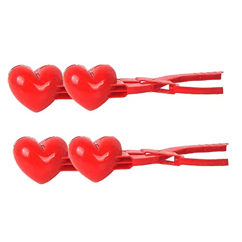 Aritone Heart Snowball Maker Winter Plastic Snowball Maker Clip Kids Outdoor Mold Toys Snowball Maker Tool with Handle Snow Ball Clip Snow Games for Kids (2pcs)