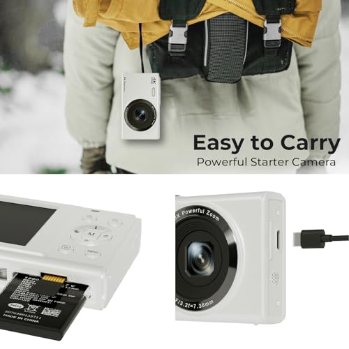 Câmera digital atualizada, FHD 4K 44MP, foco automático, câmera do YouTube com zoom de 16X, cartão S