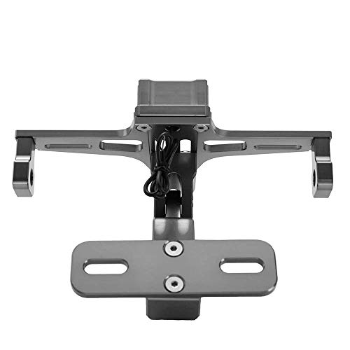 TESWNE Universal Motorcycle LED Light Rear License Plate Holder Adjustable Fender Eliminator Bracket for Yamaha for Kawasaki for Ducati (Titanium)