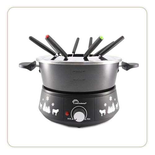 LITTLE BALANCE 8690 Black Fondue 8 Meuuuh...!, Aparato de fondue 8 personas, Caquelon antiadherente de gran capacidad 2 litros, 1500 W, Negro