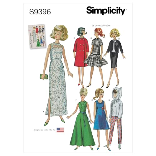 Simplicity Sewing Pattern S9396 Vintage Doll Clothes', White