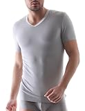 David Archy Men's 3 Pack Micro Modal Slim Fit V-neck T-shirt(S,Gray)