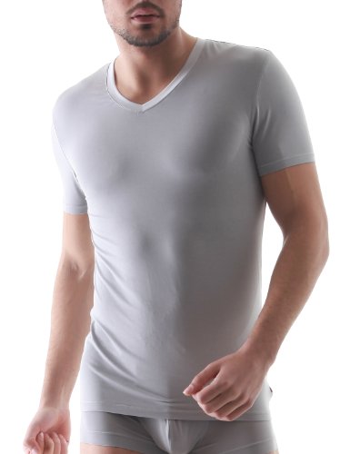 DAVID ARCHY Men's 3 Pack Micro Modal Underwear Soft Comfy V-Neck Undershirts (S, Light Gray)