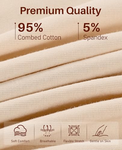 Image of Sunm Boutique Combed Cotton Underwear for Women, High Waisted Soft Briefs | Full Coverage Breathable Stretch Comfy Ladies Panties for Sensitive Skin Postpartum Yoga Work Everyday Wear