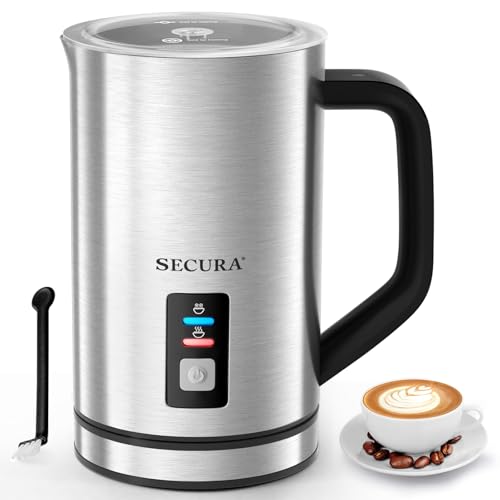 Secura Milk Frother, 8.4oz Automatic Hot/Cold Foam Maker, Stainless Steel