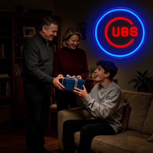 Image of Baseball Neon Sign for Wall Decor Baseball Neon Light for Man Cave Dimmable Team Logo Led Sign for Club Bar Party Dorm Bedroom Game Room Decor Birthday Gifts for Men Size 12 * 12 In(ZYLD060)