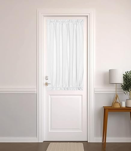 Panovous French Door Curtain For Small Window Rod Pocket Blackout Curtain For French Doors 25X40 Single Curtain Panel, Greyish White #TOP1